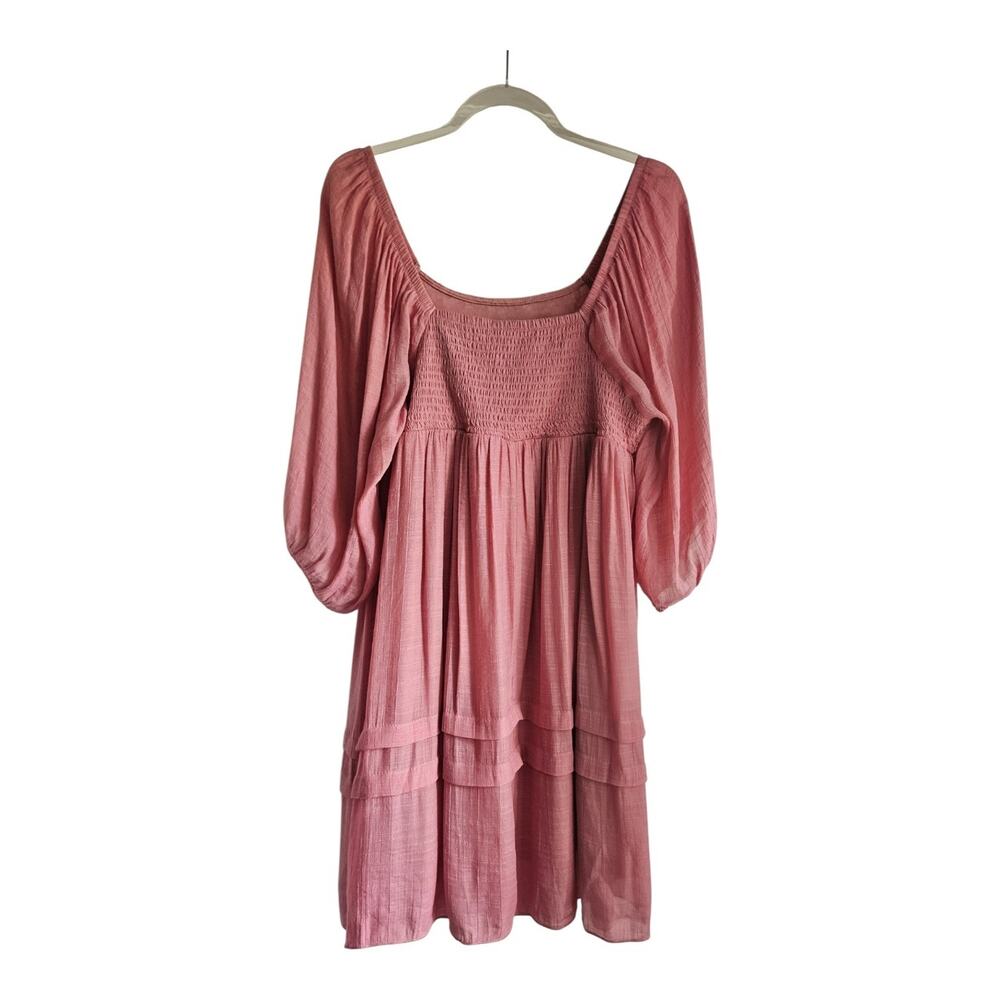 J. Gee Womens L Mini Dress Pink On/Off Shoulder Lace Bodice Smocked Romantic - Picture 2 of 9